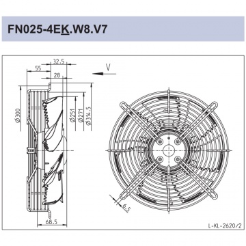 Ziehl FN 025-4EK.W8.V7, Ø 250 mm, 1370 rpm